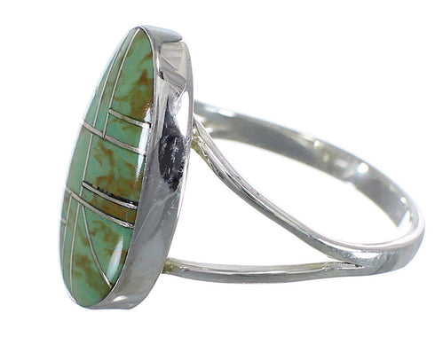 Turquoise Inlay And Sterling Silver Southwest Ring Size 5-1/4 WX58744